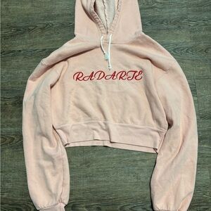 Rodarte Radarte Los Angeles California Cropped Hoodie Pink Small